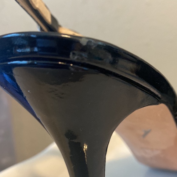 Jon Josef Black Patent Leather Slingbacks with Silver Metallic Snake Toe - Picture 6 of 8